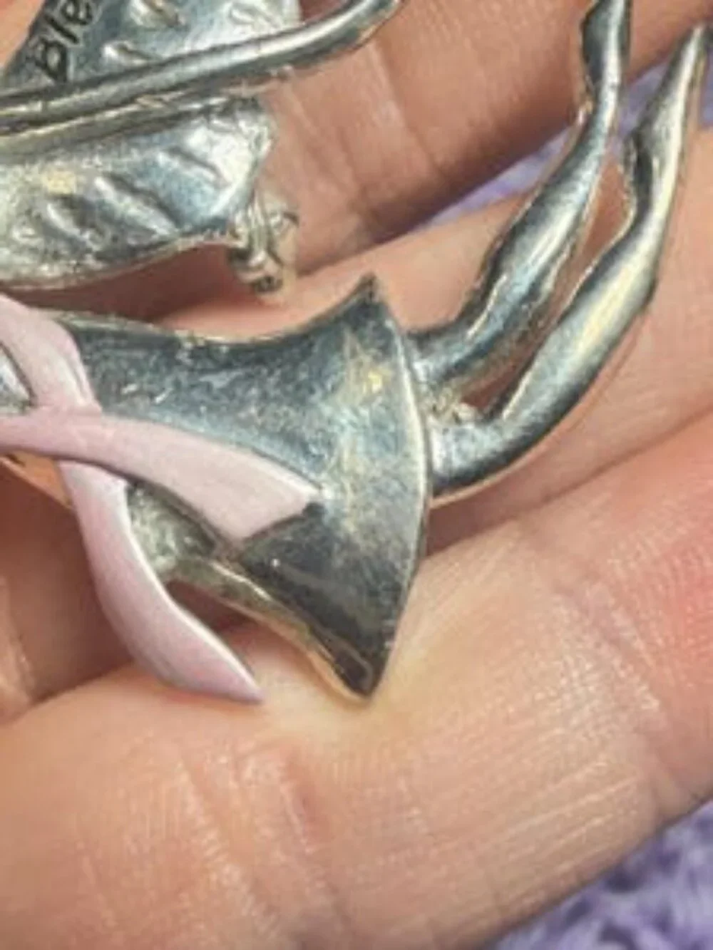 Angel Brooch Bless This Woman Breast Cancer Ribbon Vintage Pin 3 inches